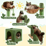 Cactus Cat Tree | 59.5in Cat Tower w/Cute Perch, Cozy Condo