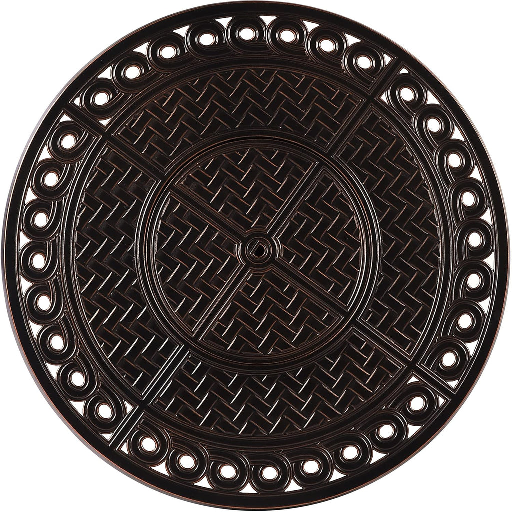 Round 34 in. x 34 in. Aluminum Propane Fire Pit Table with Glass Beads, Two Covers, Lid, 37,000 BTUs in Copper Finish