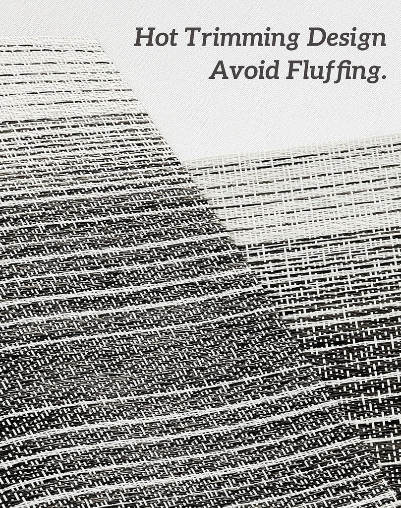 Woven Vinyl Placemats,Black& White - Set of 4
