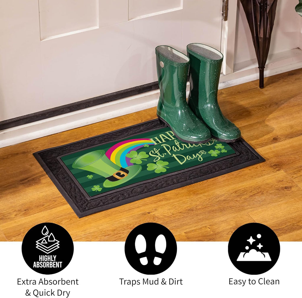 Sassafras Spring Holiday Doormat Insert Bundle & Tray Set of 5, Interchangeable Entrance Door mats Indoor and Outdoor