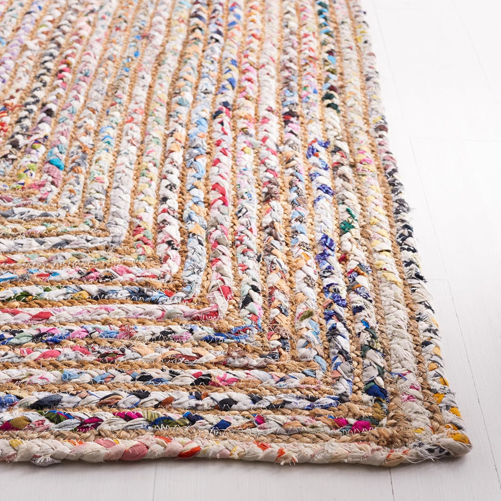 Area Rug 10x14 - Cape Cod - Large - Beige & Multi, Handmade Jute & Cotton, Woven Braided Design