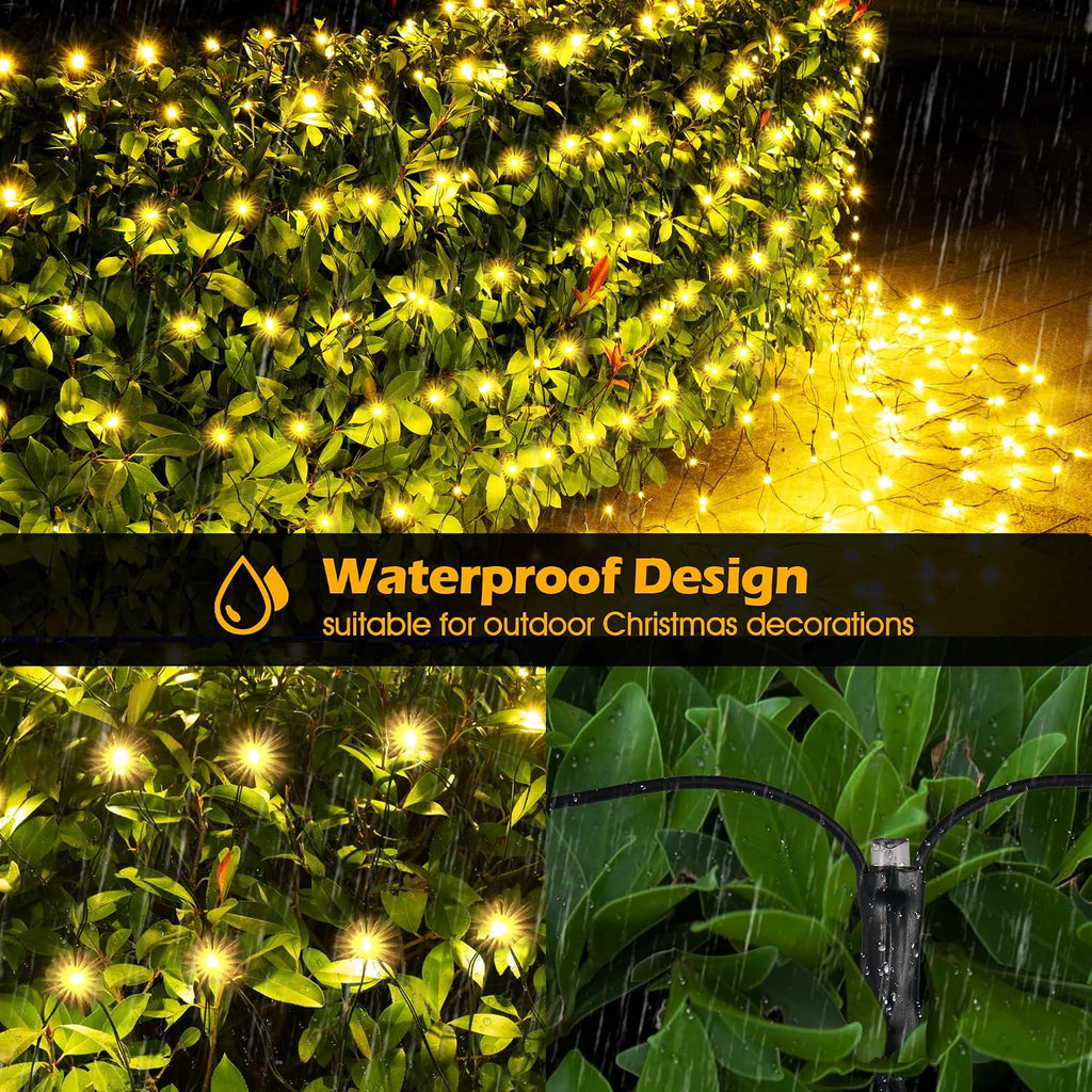Christmas Lights Outdoor 360 LED 9.8ft x 6.6ft Christmas Net Lights with 8 Modes, UL Certified, Timer, Connectable