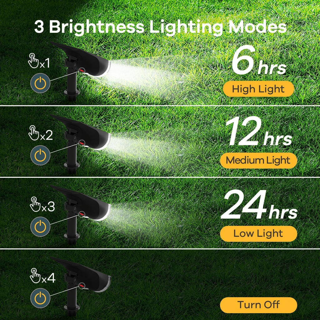 Solar Lights Outdoor Waterproof Landscape Spotlight Daylight 2 Pack