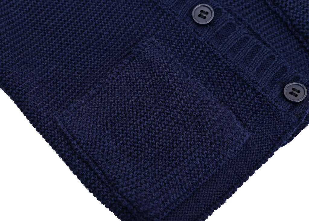 Baby Boys' Hooded Cardigan, Soft Knit Ribbed Button Closure Sweater