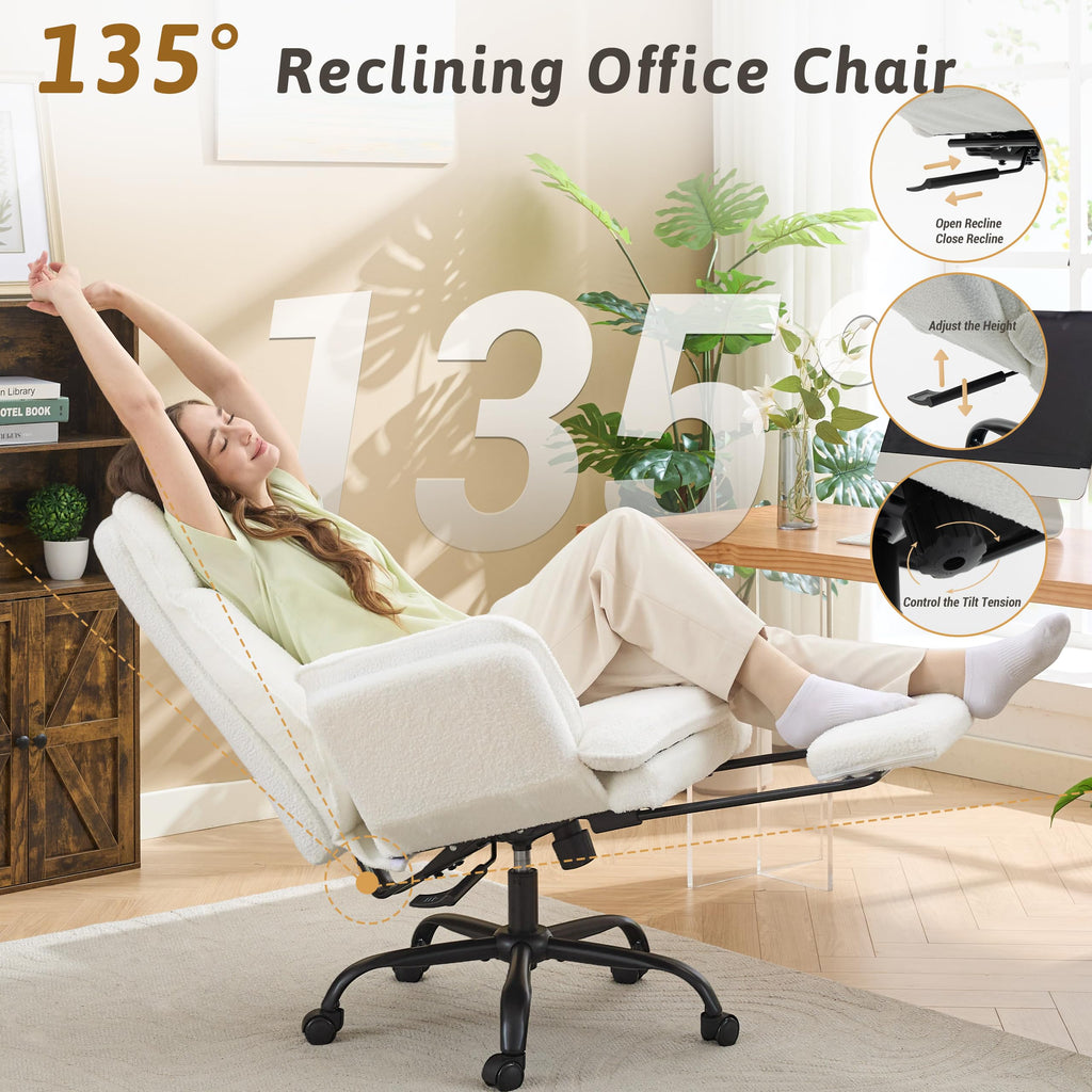 Wider Seat Office Chair with Flip Armrests for Criss Cross Legged&Cats, Big and Tall Executive Ergonomic Reclining