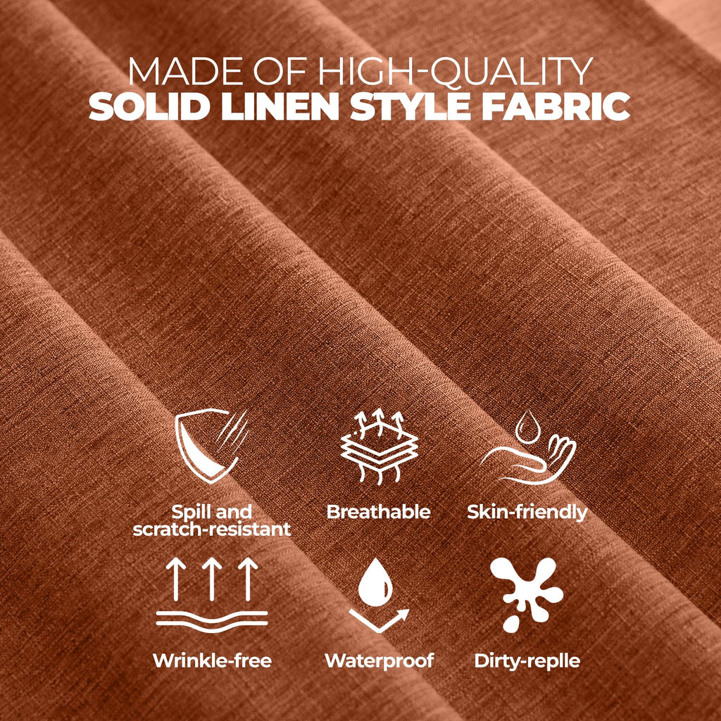 Fall Linen Textured Tablecloth Rectangular Burnt Orange, 60"x144"