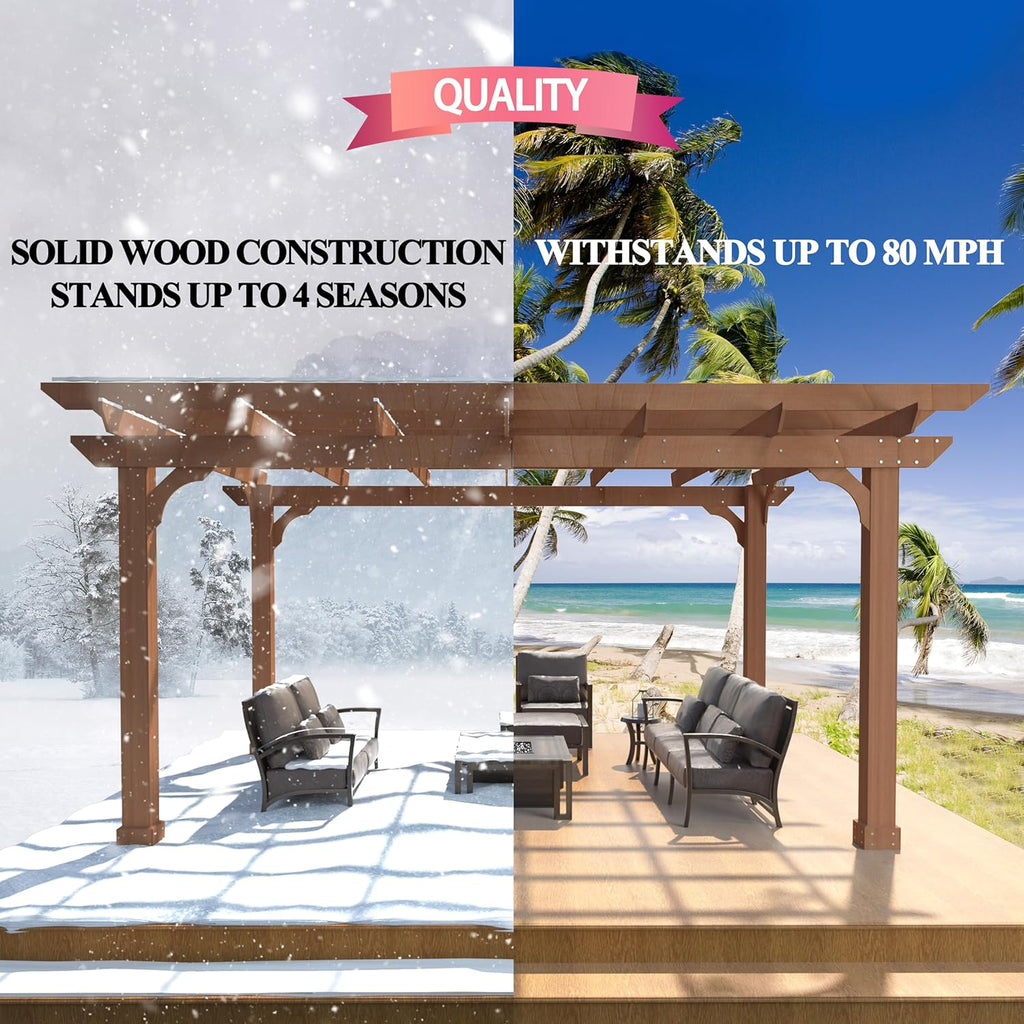 10' x 12' Patio Pergola, Cedar Wood Pergolas with Solid Stru - Image 6