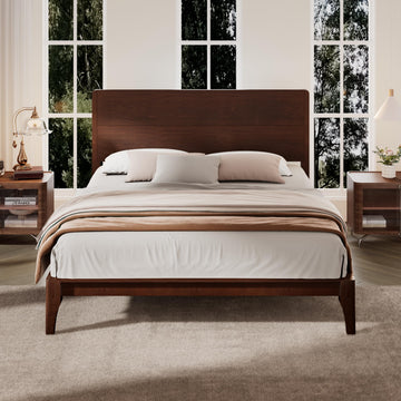 Bamboo King Size Platform Bed with Under-Bed Storage Space and Wood Slat Metal Support, No Box Spring Needed, Easy