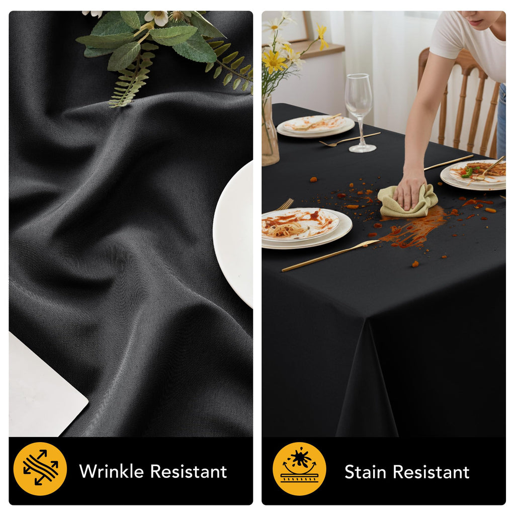 10-Pack Black Tablecloths for Rectangle Tables, 60 x 120 Inches