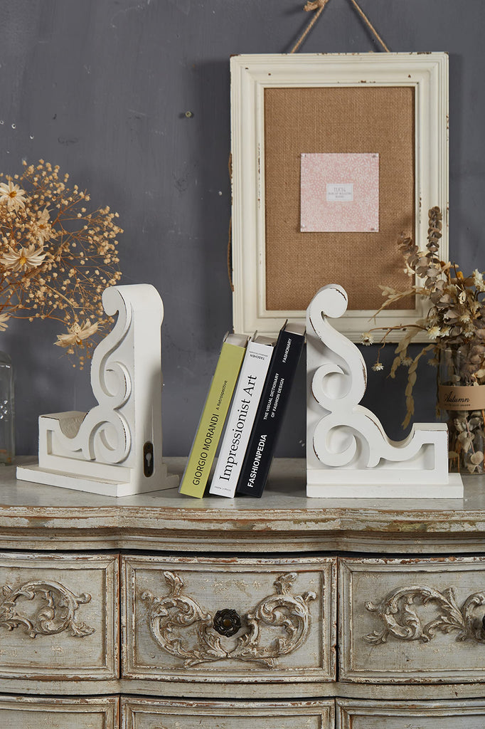 Rustic Wooden Corbels Set of 2, Handmade Distressed White