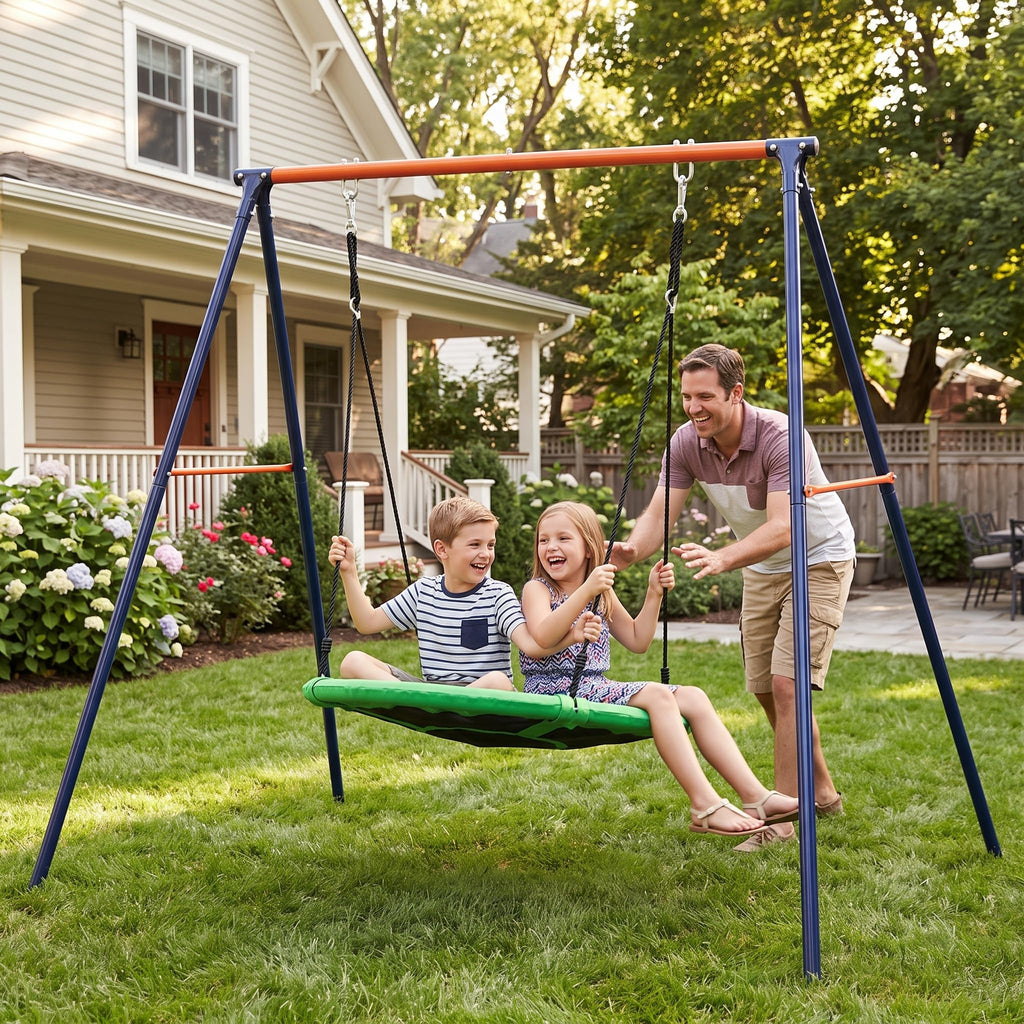 40 Inch Saucer Swing with Heavy Duty A-Frame Metal Stand
