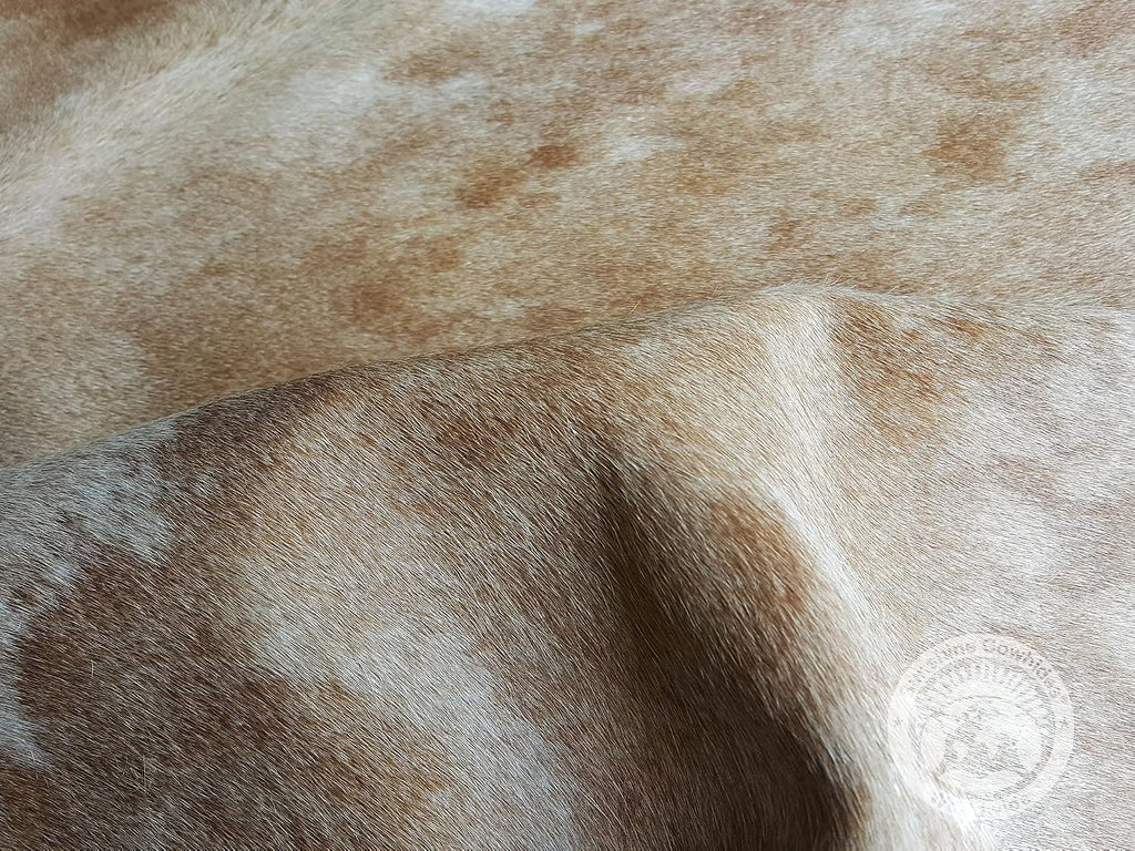 100% Genuine Exotic Beige Cowhide Rug - Modern Style Animal Skin Rug & Floor Carpet & More - Large (6x6-7ft)
