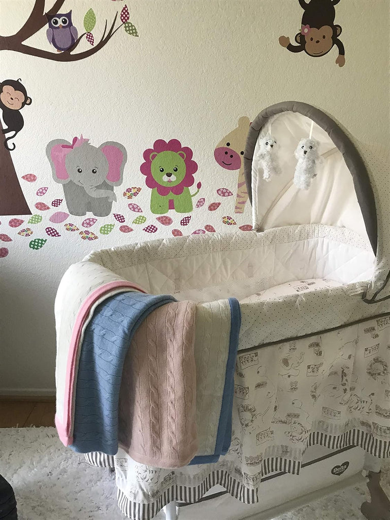 Ava Cashmere Cream/Candy Pink Baby Blanket. Boxed for Gifting