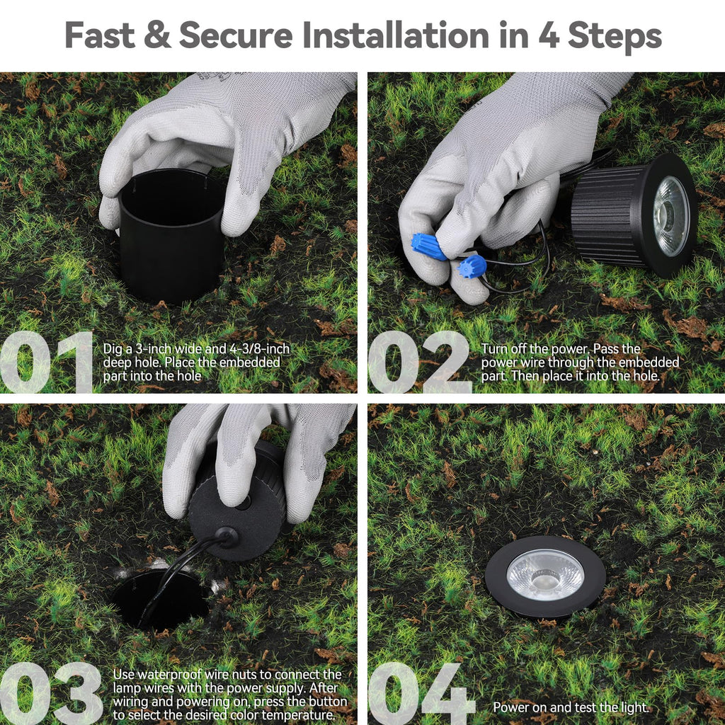 7W 5CCT Well Lights In Ground Outdoor, Black