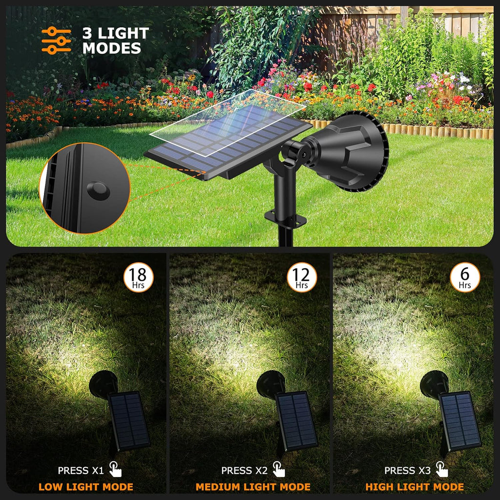 Spot Lights Outdoor, 21 LEDs Solar Outdoor Lights Auto On/Off with 3 Modes, IP67 Waterproof Yard Spotlight Landscape