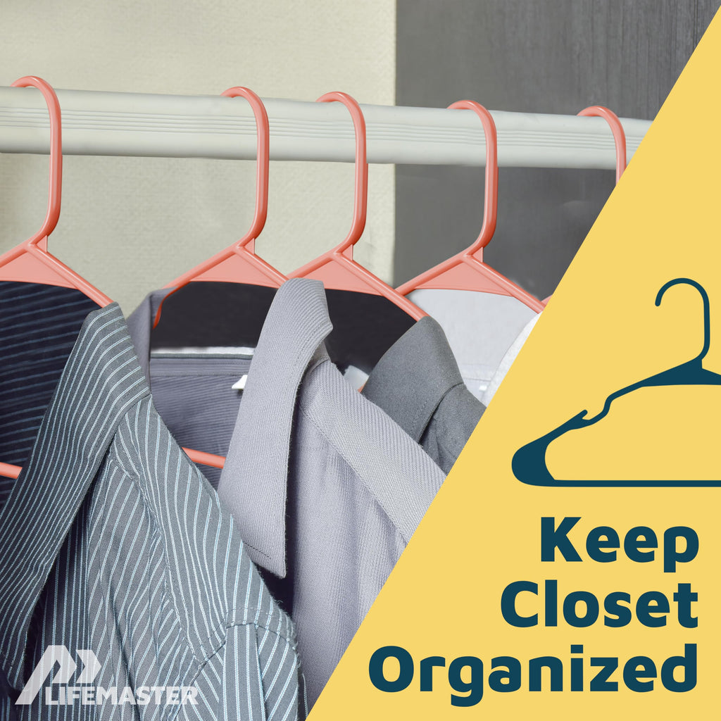 Plastic Clothes Hangers - Heavy Duty Hanger Set, for Organizing Clothes, Dresses, and Coat, Holds Up to 5 lbs