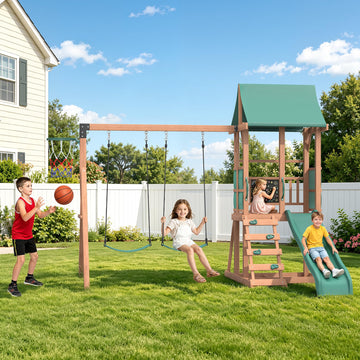 6-in-1 Wooden Swing Set