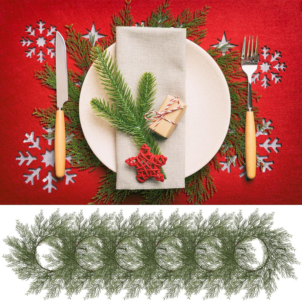 Christmas Pine Needles Placemats Set of 6 Artificial Wreath Charger