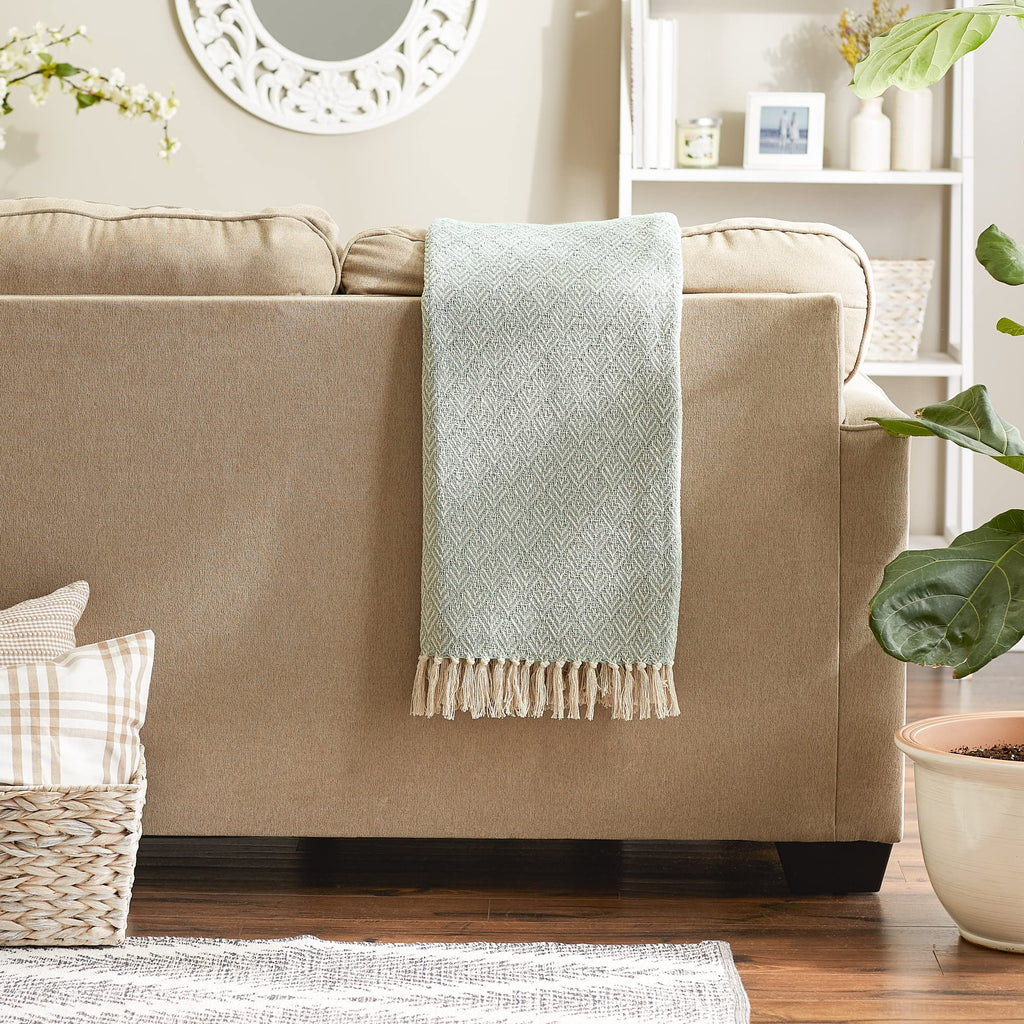 Diamond Throw Collection Cotton Woven, 50x60, Jadeite
