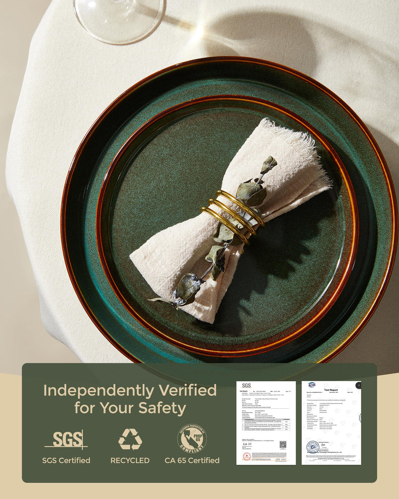 Ceramic Plates and Bowls Sets for 6, 18pcs Dinnerware Sets, Dish Set