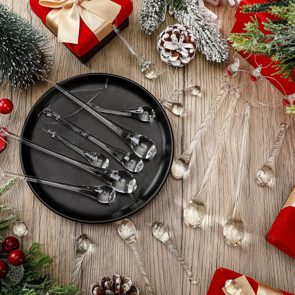Clear Glass Teardrop Christmas Ornaments,4 Medium Size - Set of 22