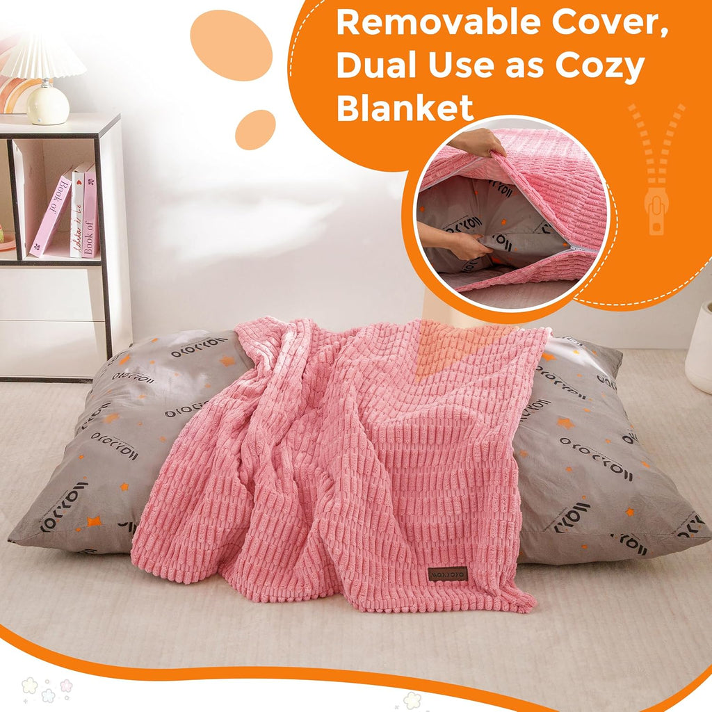 Kids Bean Bag Chair, 3 in 1 Convertible Bean Bag Sofa with Removable Cover for Children, Soft Floor Lounger