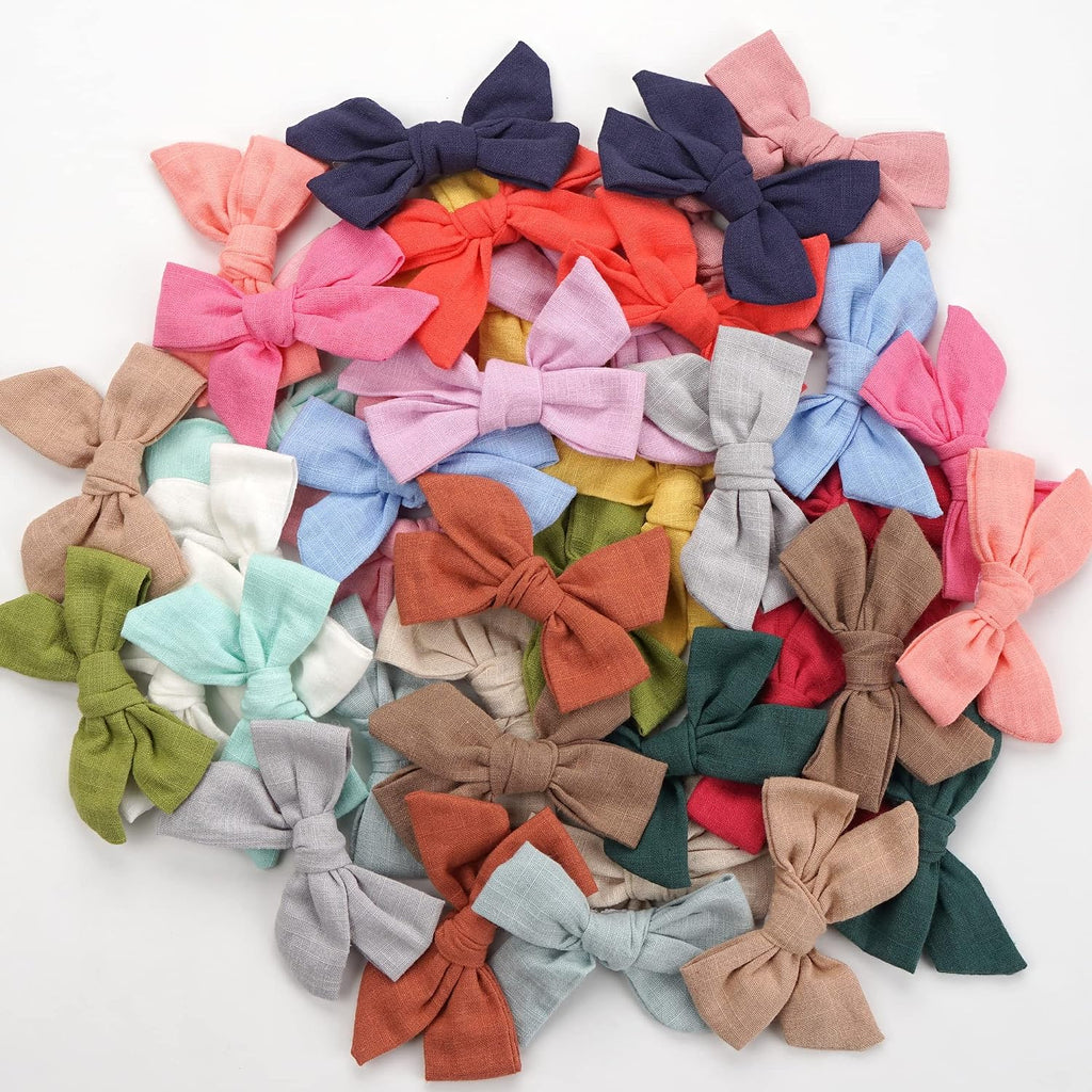 40 Pieces Girls Hair Bows Linen Fabric Bows Alligator Clips Hair Accessories for Little Girls Toddlers Kids and Teens