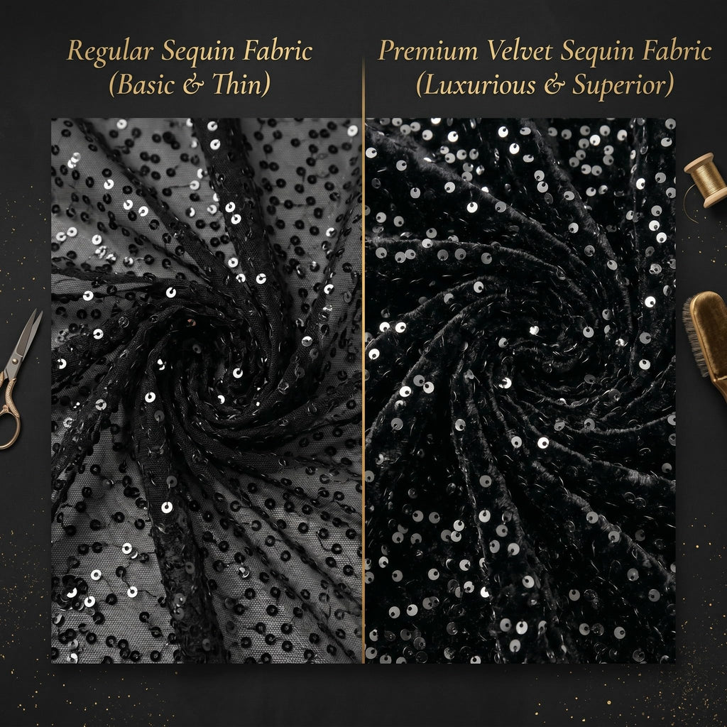 Sequin Velvet Fabric by the Yard Stretch Bling Fabric for Sewing Glitter Tablecloth Sparkly for Dress Table Runner