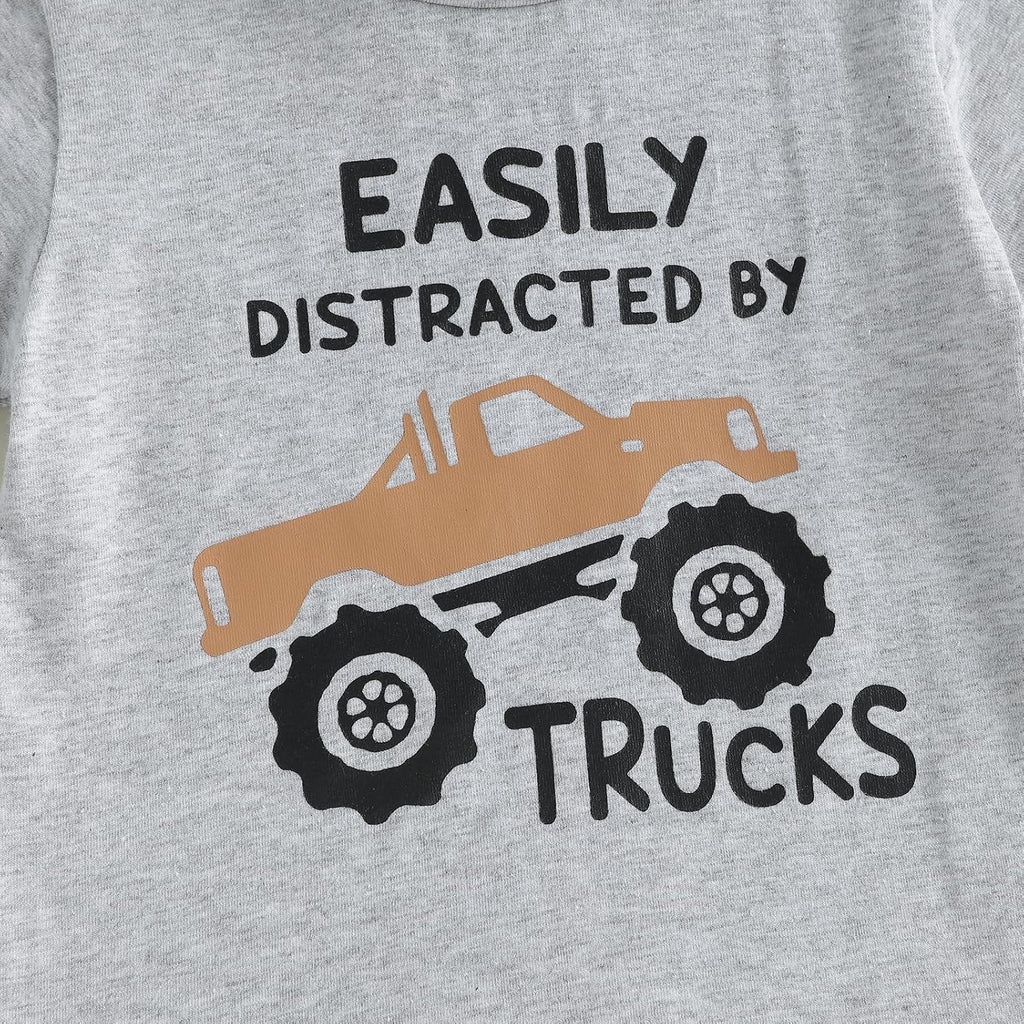 Toddler Baby Boy Clothes Summer Trucks Tractors T-Shirt Shorts Set