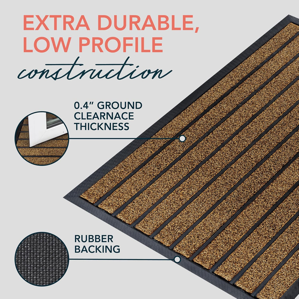 Extra Door Mat Outside Entrance (36" x 24", Bright Brown) | Dirt Trapping, Non-Slip Backing, Indoor or Outdoor Use