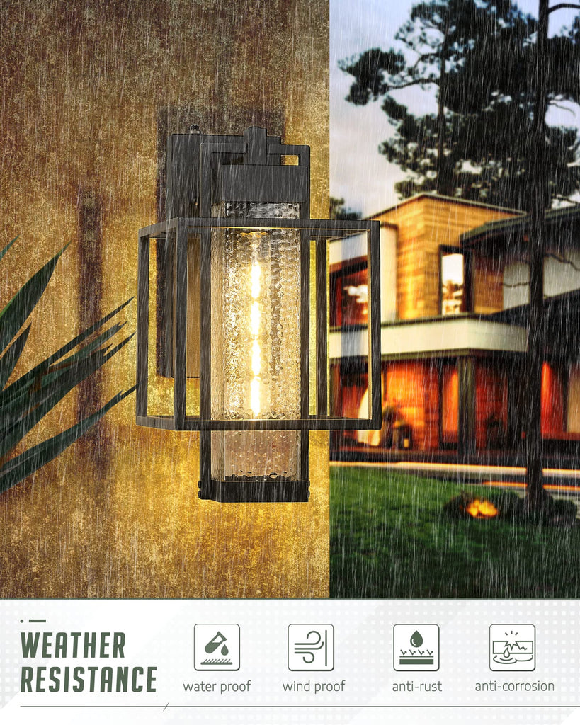 Aluminum Dusk to Dawn Outdoor Wall Sconce Lantern 2 Pack, 15" Large Farmhouse Industrial Black Waterproof Exterior