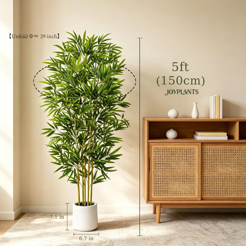 5FT Faux Bamboo Tree, Artificial Plants with Pot for Indoor Decor