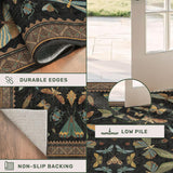 Dark Black Boho 2x10 Rug Runners for Hallways, Washable Non Slip Long Runner Rug for Kitchen, Entryw