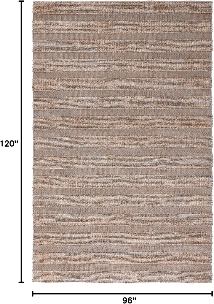 Area Rug - Natural Fiber Collection - Large - Light Blue & Natural, Handmade Jute & Cotton, Boho Farmhouse