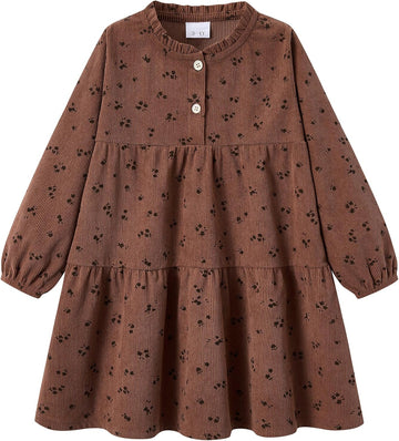 Fall Corduroy Dresses Long Sleeve Floral Dress Back to School Outfits