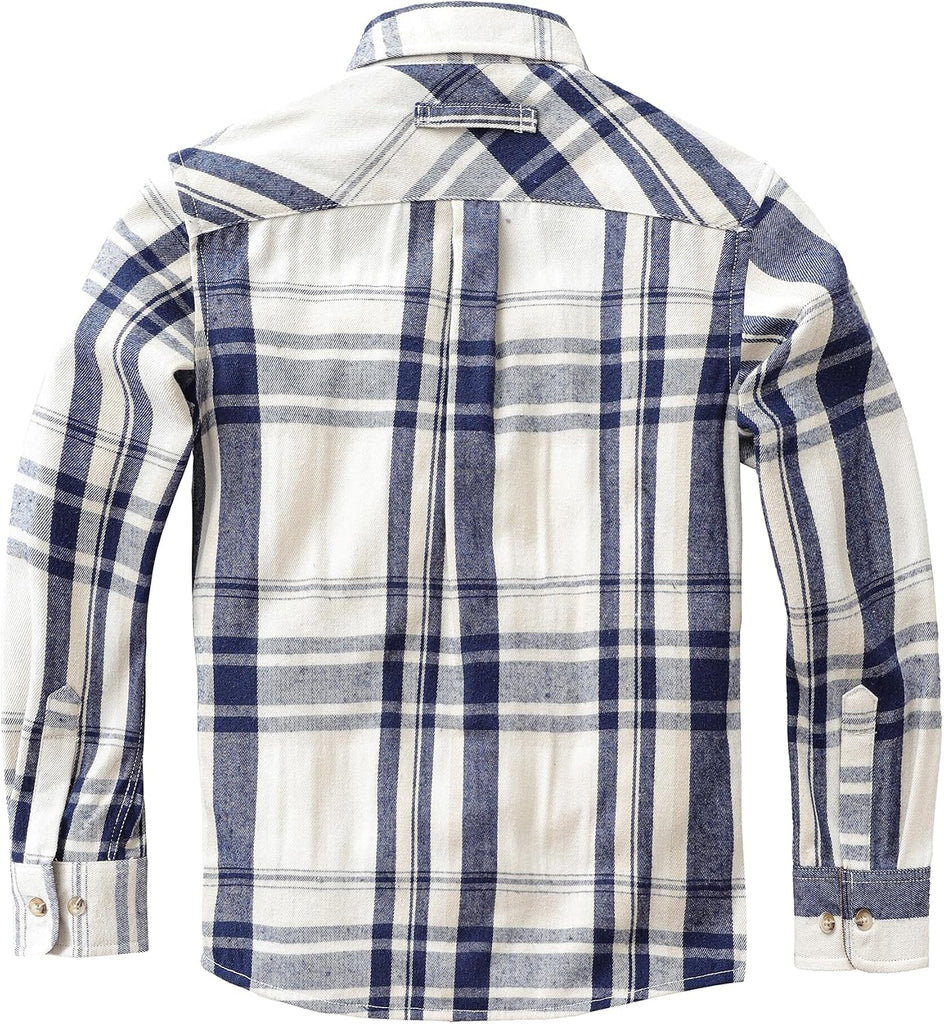 6 oz Boys Flannel Shirts Long Sleeve Brushed Plaid Button Down Shirt