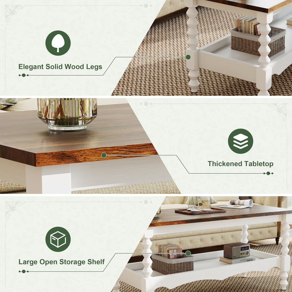 Wood Coffee Table, Classical Coffee Tables, Center Table, White 120