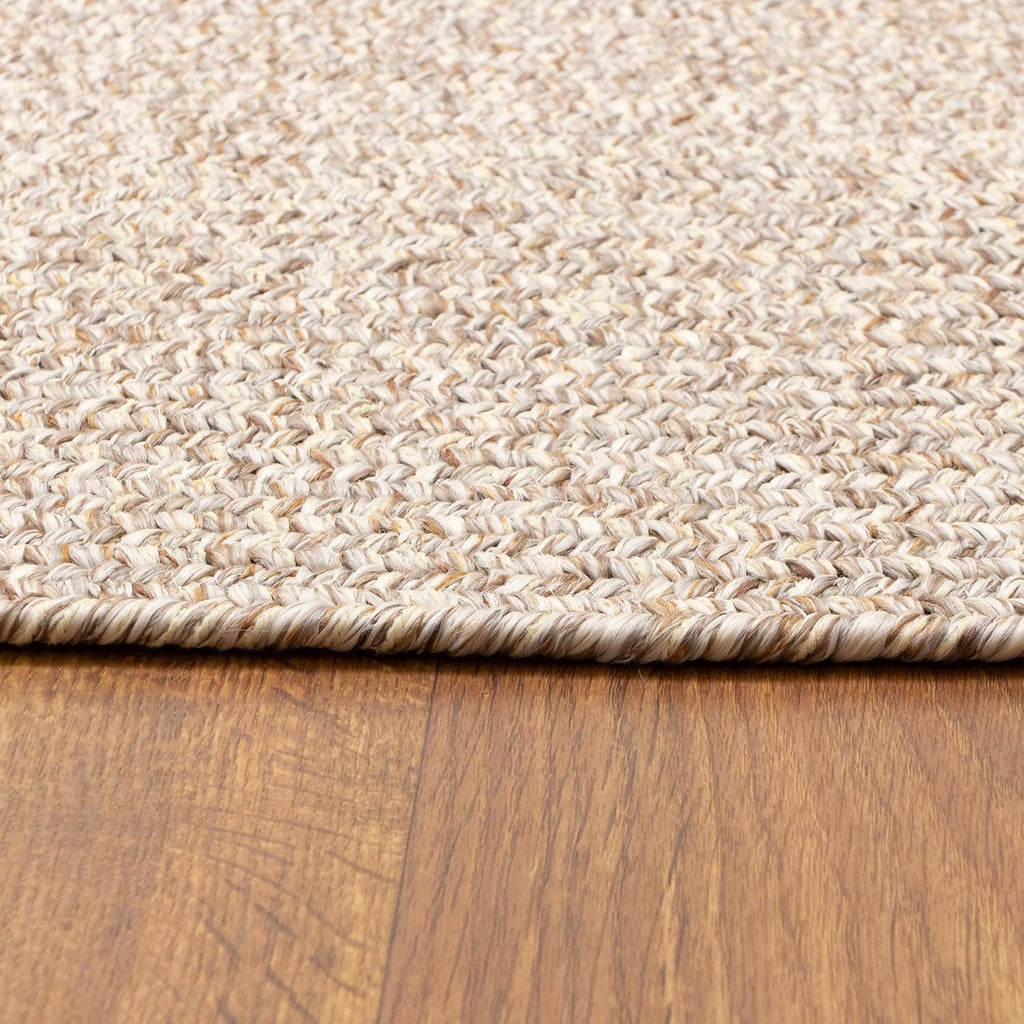Rustic Farmhouse Living Indoor/Outdoor Reversible Braided Rug - Made in USA - Beige Mix 2' X 3' Oval