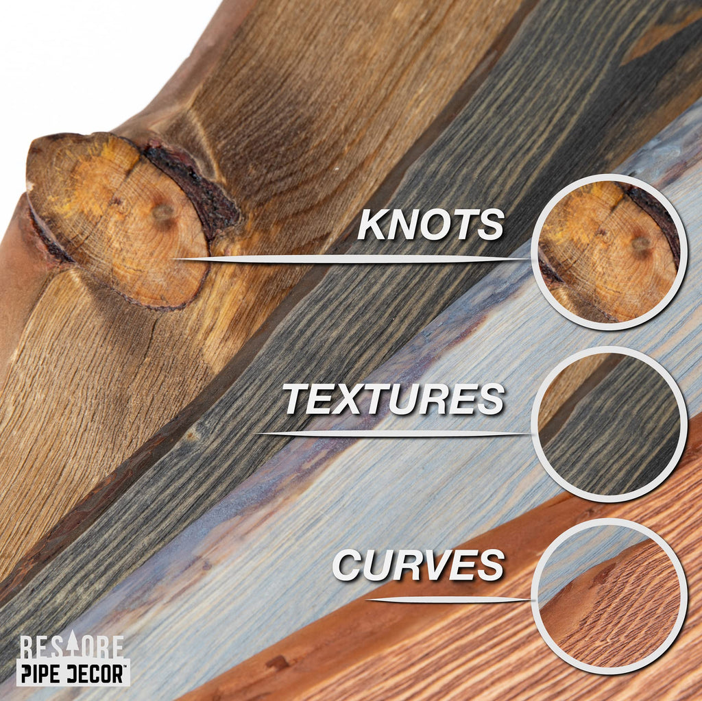 24" Sunset Cedar Live Edge Wood Shelf with Industrial L-Shaped Pipe Brackets (2-Pack)