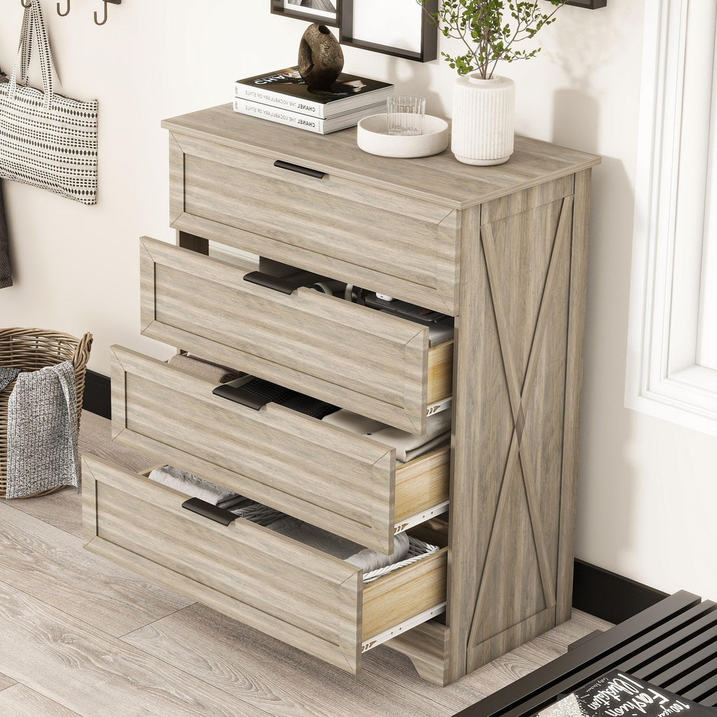 Farmhouse 4 Drawer, Tall Bedroom, Rustic Gray