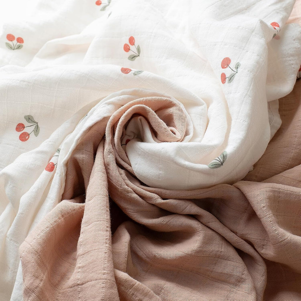 Certified Organic Muslin Swaddle Blankets, 2 Pack Baby Receiving Blankets, Soft Breathable Cotton Swaddles