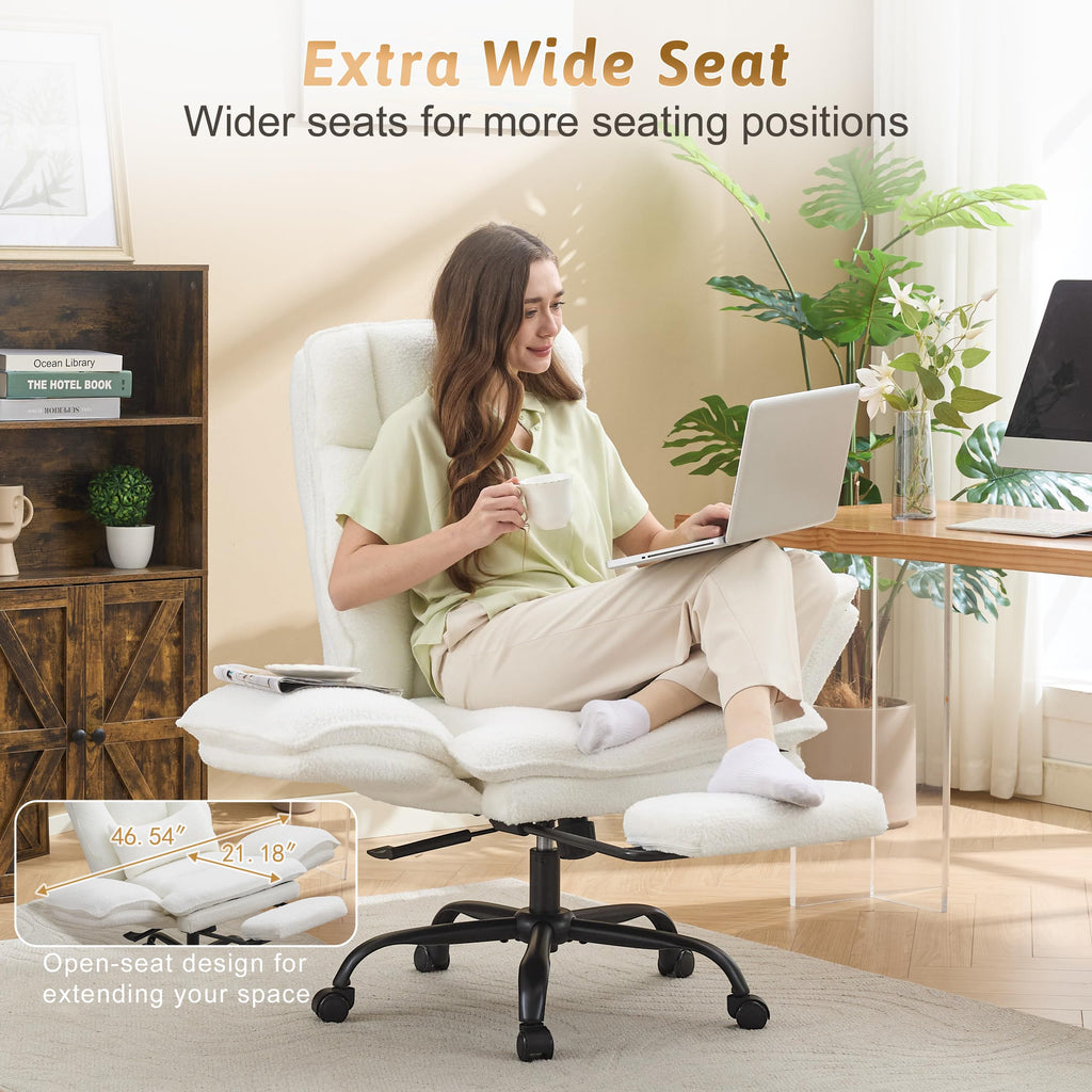 Wider Seat Office Chair with Flip Armrests for Criss Cross Legged&Cats, Big and Tall Executive Ergonomic Reclining