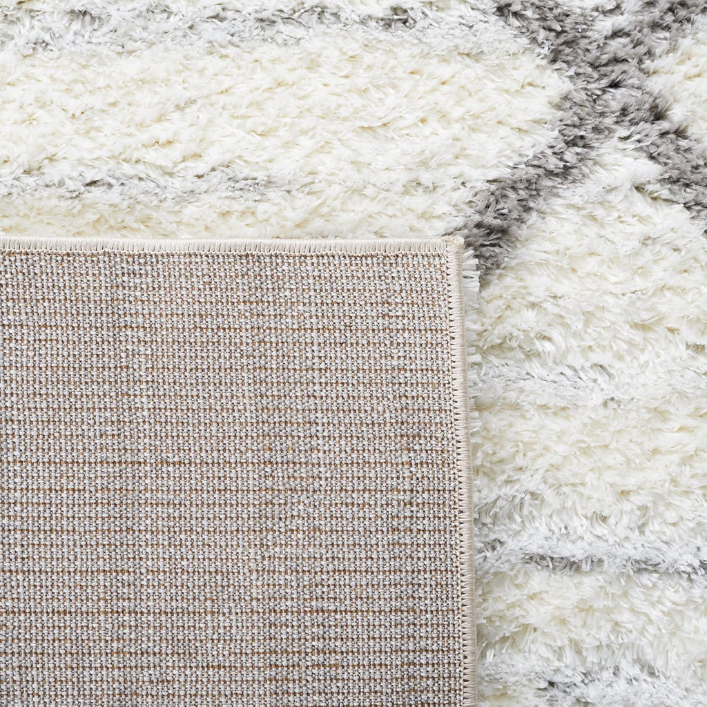 Tahoe Shag Collection Area Rug, White & Grey, Moroccan Boho Design, Non-Shedding & Easy Care, 1.2-inch