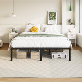 Full Bed Frame, 14 inch Metal Platform Beds with Storage Space, No Box Spring Needed and Easy Assembly, Black