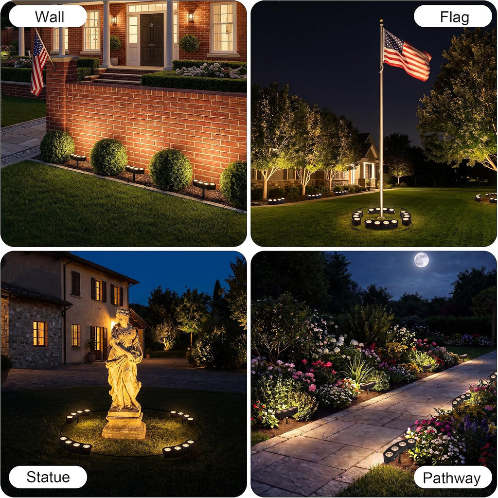 Solar Tree Lights, Upgraded Solar Spot Lights Outdoor, Warm White | 8.3*7.2in Large Solar Panel with USB Port, 16 COB