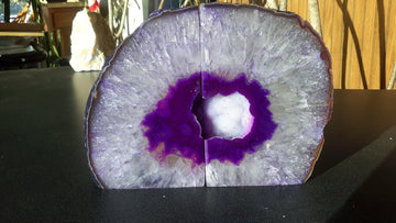 Purple Agate Quartz Geode Book Ends - Made from the Finest Grade Brazilian Agate