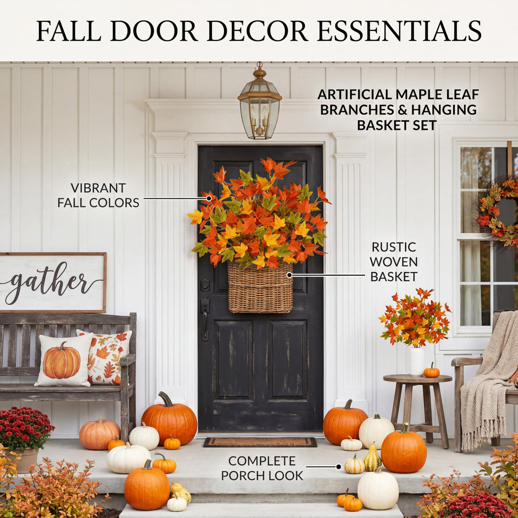6 Pack Artificial Maple Leaves Branches Fall Greenery Stem Autumn Faux Fall Leaves Silk Faux Plants for Vase Indoor