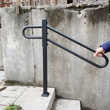 28"-8.5" L X 35.5" H Single Post Wrought Iron Handrails for Outdoor