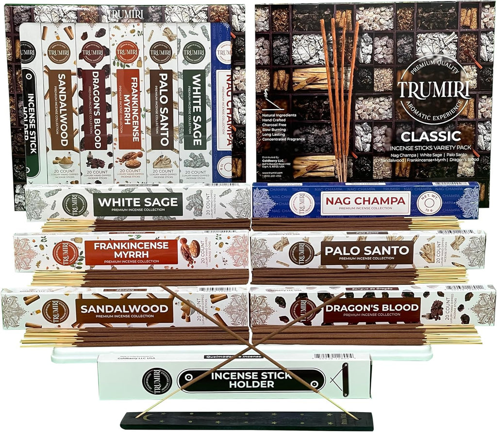 Classic Incense Sticks - Total 120 Insence-Sticks (20 Insense x 6 Inscents) - Inciensos Aromaticos Para La Casa - Set of 120