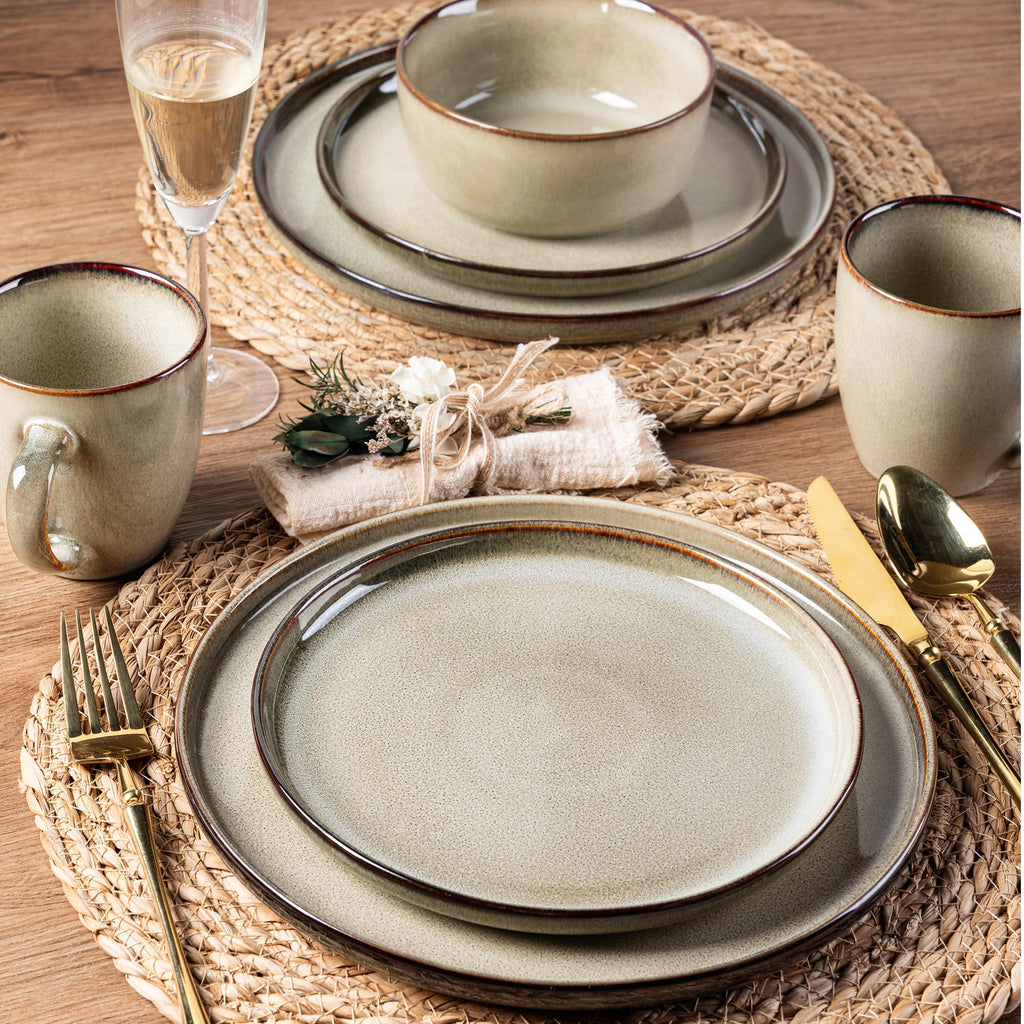 Dinnerware Sets for 6, 24 Pieces Ceramic Plates and Bowls Set